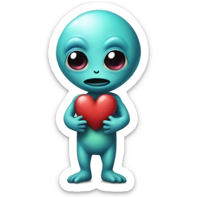 Alien with had shaped like a heart  sticker