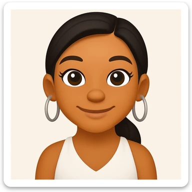 turn the second man in emoji style of the 1st image, match the facial features and match dressing style of the 2nd image, she is wearing white tank top lose sticker