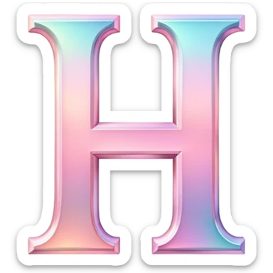 Iridescent pastel pink romantic Font setting icon with letter H sticker
