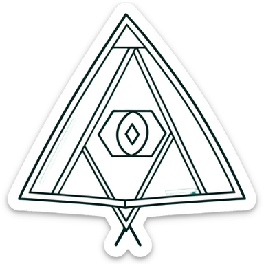 Maya cultural symbol with message theme, strictly only white and deep dark green colors, clean geometric lines, angular, minimalist sticker