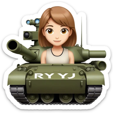 Beautiful girl smilling with big eyes and "ryu" written on toptank sticker
