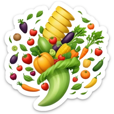 fruits and vegetables swirling in a tornado sticker