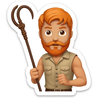 orange bearded man wields a whip sticker