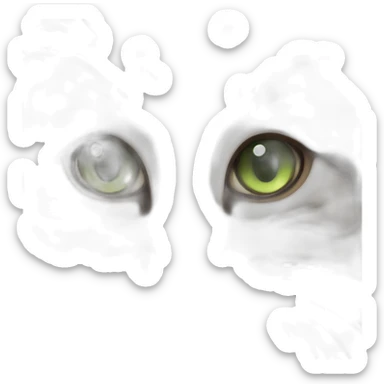 Dark Brown and white tabby cat with green eyes sticker