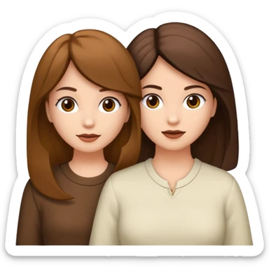 Crie um emoji meu e da minha mãe eu tenho cabelos cacheados e ela tem o cabelo liso curto e branco, nos duas somos cores branca sticker