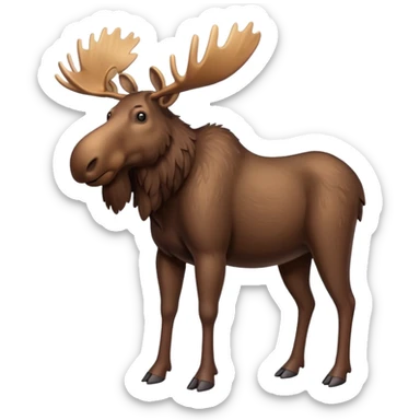 A high-resolution digital illustration of a full body moose in a clean, semi-realistic style. The noble moose is shown full body sticker