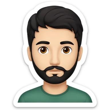 young fair skin Pakistani man with black beard wavy hair and thin brown eyes and thick eyebrows sticker