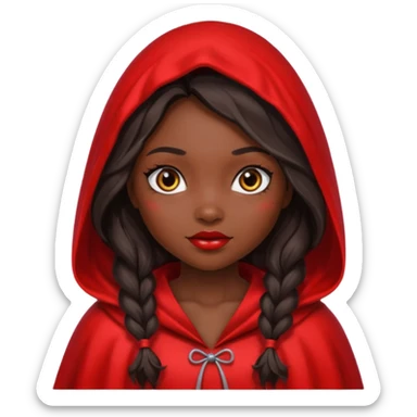 Little red riding hood African American with black with straight long wavy hair and long eyelashes  sticker