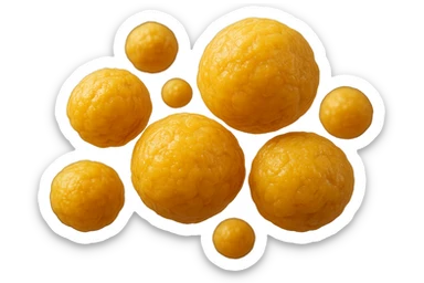 CELLULA DI GRASSO (ADIPOCITA) GIALLA A GRAPPOLO, IPERREALISTICI 4K, FLUTTUANO IN ARIA sticker