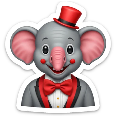 Elephant clown with big bowtie sticker