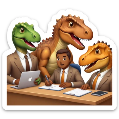 old dinosaurs working in an office sticker