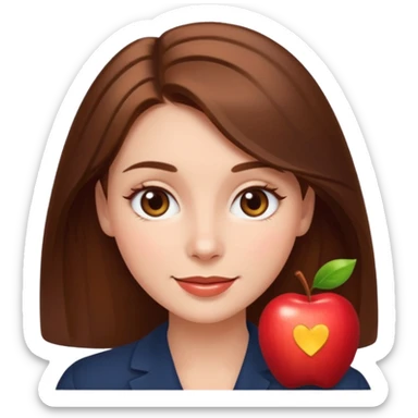 emoji of a beautiful woman with soft facial features, smooth skin, gentle smile, expressive eyes, and shiny hair. Clean lighting, warm tones, elegant and friendly expression, minimalist white background, polished Apple emoji aesthetic sticker