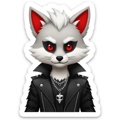 Anthropomorphic Anthro Furry punky gothic black white and red badass cool stylish handsome smexy Animal-furry-fursona sticker