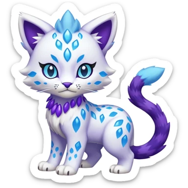 Icy Elemental Pawny Cute Innocent Liepard-Amaura-Litten-Sprigatito-Pokémon-fusion-creature (full body) sticker