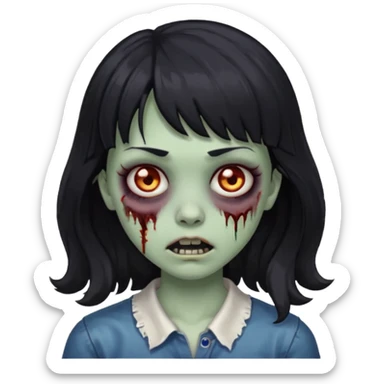 Zombie girl with medium wavy hair and bangs. sticker