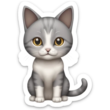 full body small short hair dark grey and white cat sticker