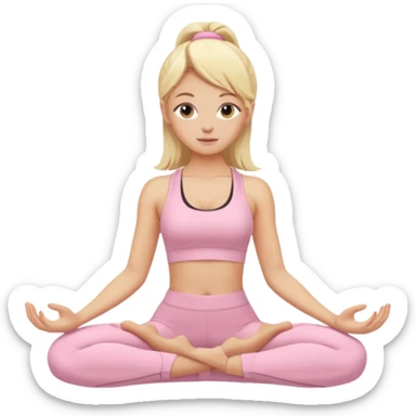 Yoga Blonde Girl With Light Pink Clothes sticker