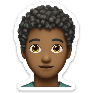white teen kid with taper fade and mid short curly hair sticker