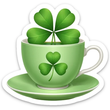 Four leaf clover teacup sticker