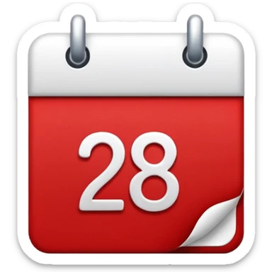 calendar with number 28 red top sticker