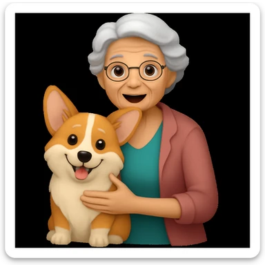 Change the dog to a Corgi breed in the same emoji style, keeping the rest of the image unchanged. The style is emoji style, so maintain the emoji look and feel while making the dog a Corgi. sticker