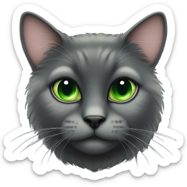 Black furry cat green eyes sticker