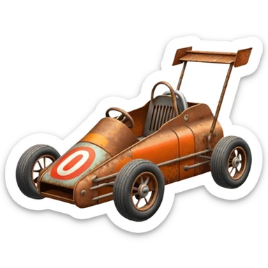 Antique looking shopping cart race car with custom aero body and rear wing  sticker