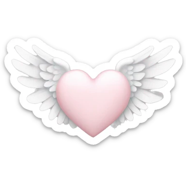 Pale pink heart with white angel wings sticker