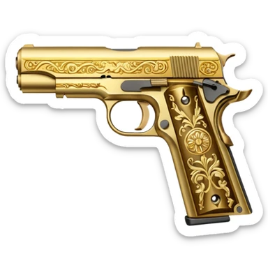 Gold colt 1911 pistol sticker
