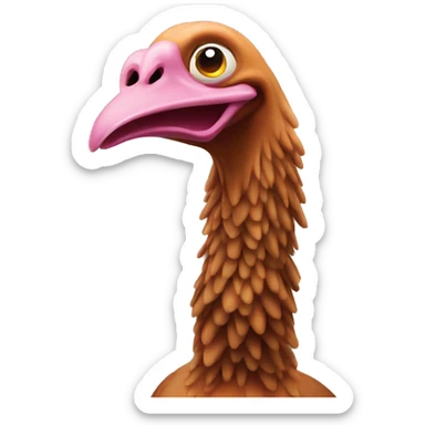 Stretchy turkey with a very long droopy curvy neck. The turkey is made out of rubber sticker