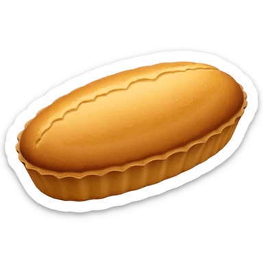 A madeleine pastry. Oval shaped. With scalloped single edge. sticker