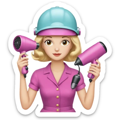 Emoji de mujer con casco secador, pelo recogido, rulos y leyendo revista cogiéndola con las dos manos estilo vintage chic sticker