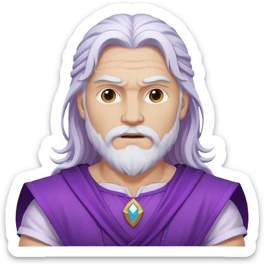Jupiter, Thunder God from Rome Mythology with long white hair, purple and white outfit sticker