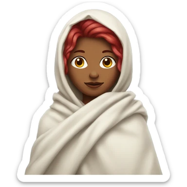 girl with cherry hair in a blanket sticker