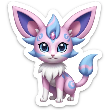 Shiny Exotic Cute Espeon-Sylveon-Purrloin-Meowstic-Hybrid-Creature with pattern-markings sticker