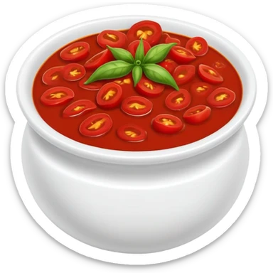 bowl of spicy tomato red chutney with chilies sticker