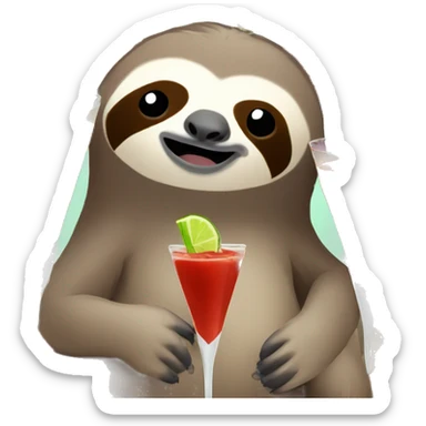 Sloth drinking a Bloody Mary  sticker