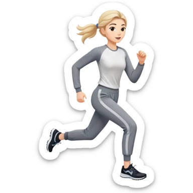 A beautiful girl with fair skin is running in sports long-sleeved trousers sticker