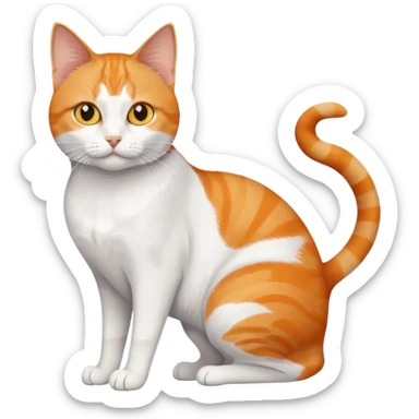 full body orange and white domestic shorthair slim cat with yellow/orange eyes and a white triangle pattern on his face playing sticker