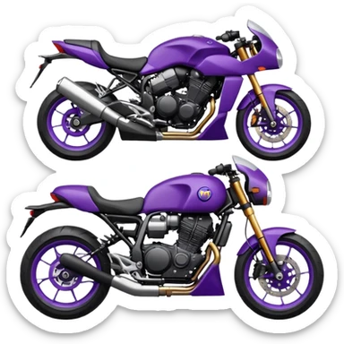 Créer un emoji copiable sur mon système iOS avec une moto mt07 noir mate nacré violet foncée. Mets une nuance intense de le violet foncée et le style de la mt07 doit être en roadster  sticker