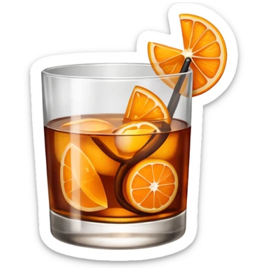 Brandy Old fashioned with orange peel sticker