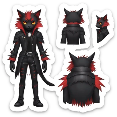 cool edgy black punk red nargacuga-raven-cat-animal hybrid Fakemon collar full body sticker
