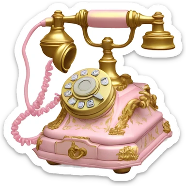 Vintage rococo Phone gold and light pink sticker