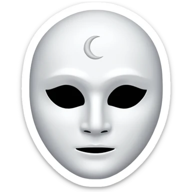blank white masculine mask moon crescent hole  on forehead  sticker