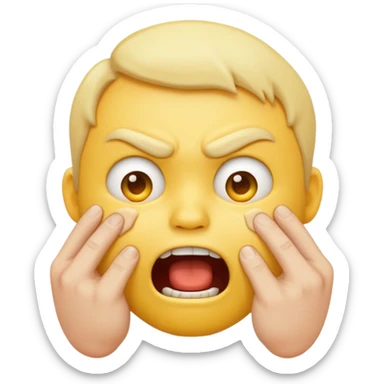 yellow emoji choking himself out in anger sticker