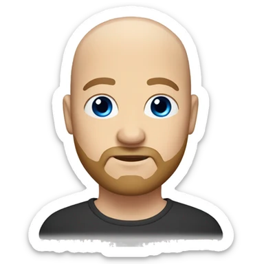 Bald Fat man with light brown beard and blue eyes  sticker