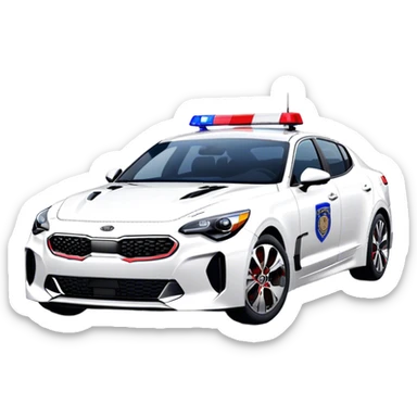 Police Car - Kia Stinger (Model Year: 2018) (Iconic Colour: White with blue and red markings) sticker
