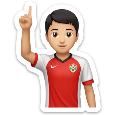 young Peruvian soccer player making victory gesture sticker