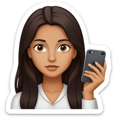 woman with slightly tanned skin, dark brown long hair, dark brown eyes sticker