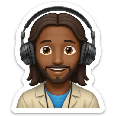 African American Jesus Christ giving someone a pair of headphones sticker